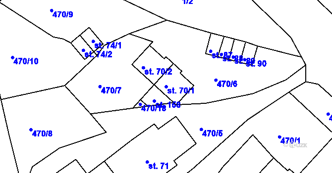 Parcela st. 70/1 v KÚ Jesenice u Chebu, Katastrální mapa