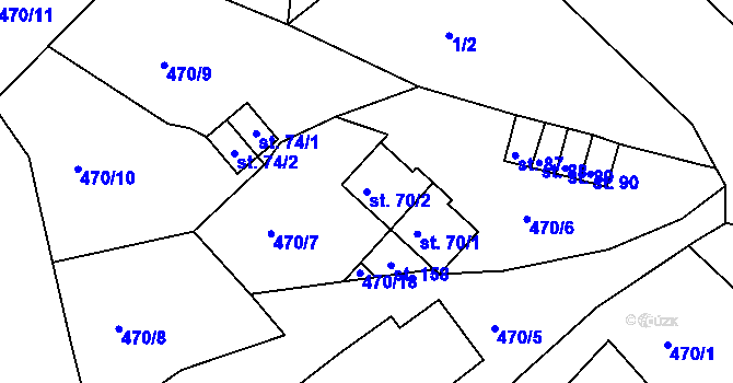 Parcela st. 70/2 v KÚ Jesenice u Chebu, Katastrální mapa