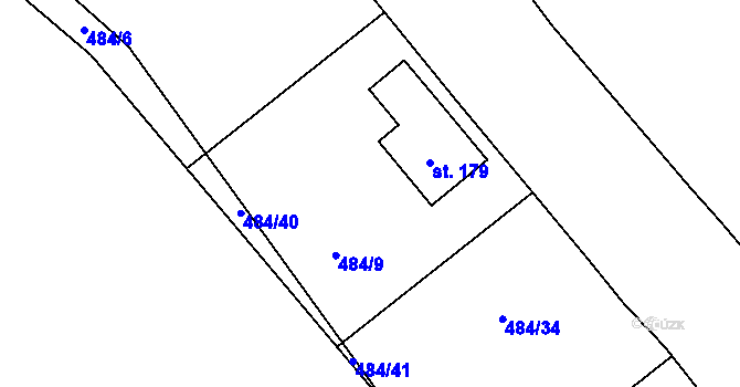 Parcela st. 484/9 v KÚ Jesenice u Chebu, Katastrální mapa
