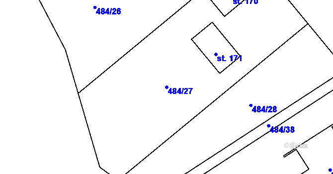 Parcela st. 484/27 v KÚ Jesenice u Chebu, Katastrální mapa