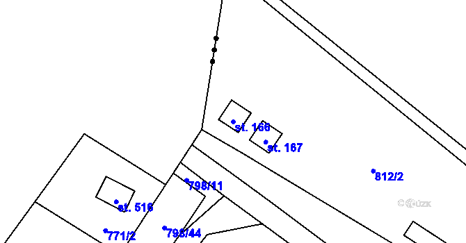 Parcela st. 166 v KÚ Jesenice u Chebu, Katastrální mapa