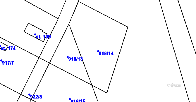 Parcela st. 918/14 v KÚ Jesenice u Chebu, Katastrální mapa