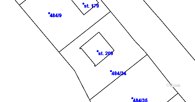 Parcela st. 209 v KÚ Jesenice u Chebu, Katastrální mapa