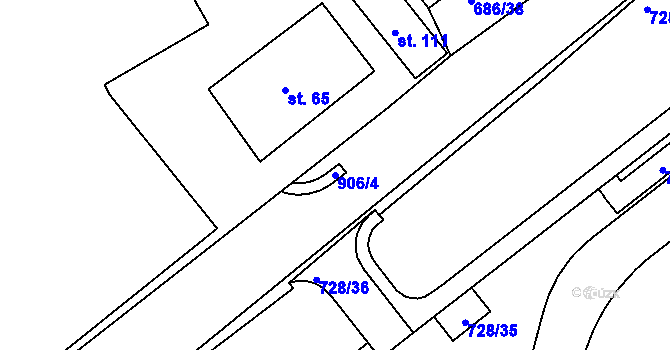 Parcela st. 906/4 v KÚ Jesenice u Chebu, Katastrální mapa