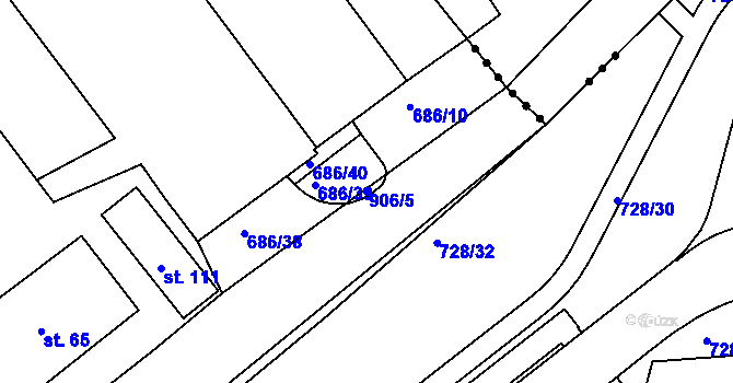 Parcela st. 906/5 v KÚ Jesenice u Chebu, Katastrální mapa