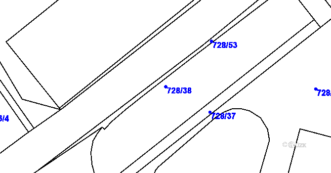 Parcela st. 728/38 v KÚ Jesenice u Chebu, Katastrální mapa