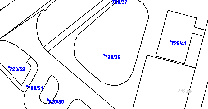 Parcela st. 728/39 v KÚ Jesenice u Chebu, Katastrální mapa