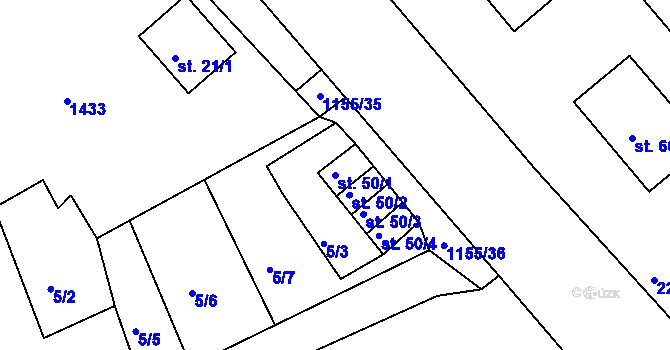 Parcela st. 50/1 v KÚ Okrouhlá u Chebu, Katastrální mapa