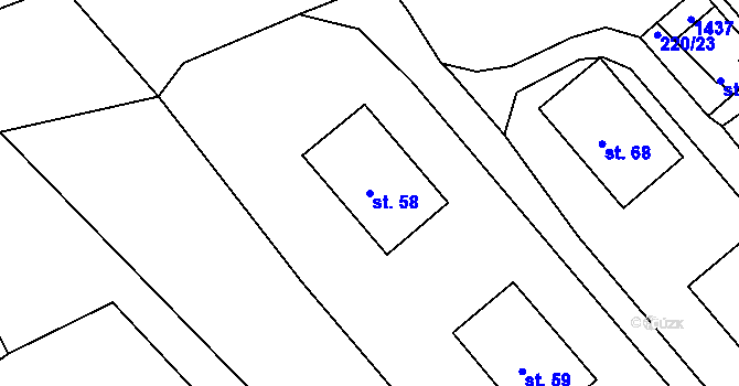 Parcela st. 58 v KÚ Okrouhlá u Chebu, Katastrální mapa