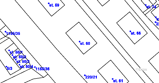 Parcela st. 60 v KÚ Okrouhlá u Chebu, Katastrální mapa