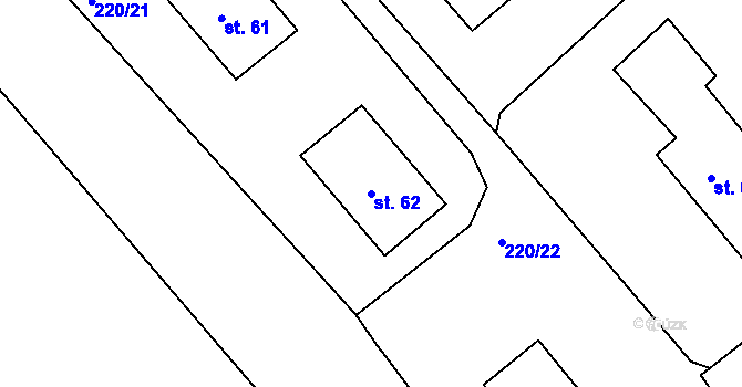 Parcela st. 62 v KÚ Okrouhlá u Chebu, Katastrální mapa