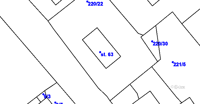 Parcela st. 63 v KÚ Okrouhlá u Chebu, Katastrální mapa