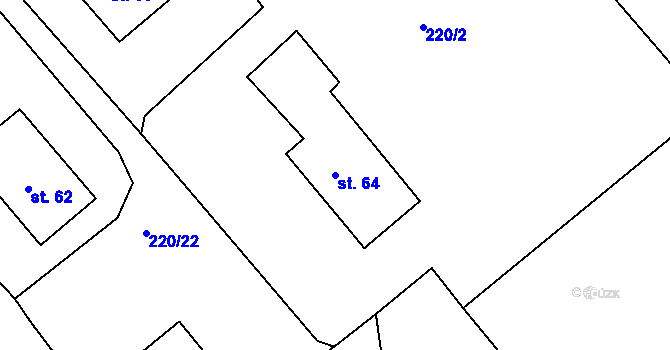 Parcela st. 64 v KÚ Okrouhlá u Chebu, Katastrální mapa