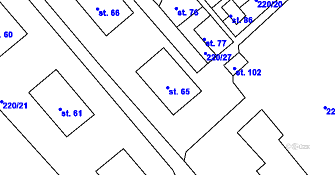 Parcela st. 65 v KÚ Okrouhlá u Chebu, Katastrální mapa