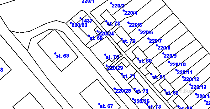Parcela st. 70 v KÚ Okrouhlá u Chebu, Katastrální mapa
