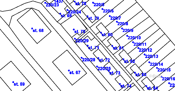 Parcela st. 71 v KÚ Okrouhlá u Chebu, Katastrální mapa