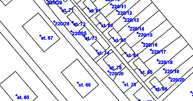 Parcela st. 74 v KÚ Okrouhlá u Chebu, Katastrální mapa