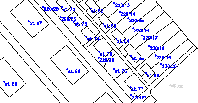Parcela st. 75 v KÚ Okrouhlá u Chebu, Katastrální mapa