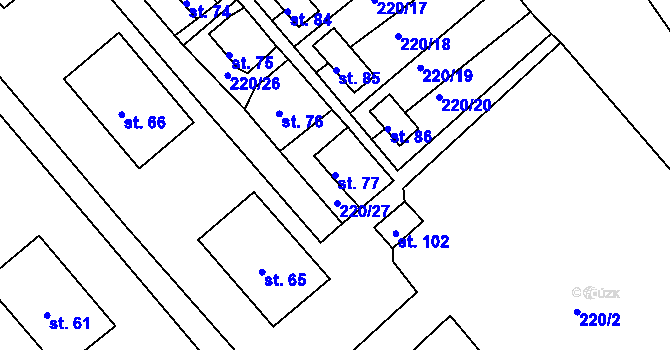 Parcela st. 77 v KÚ Okrouhlá u Chebu, Katastrální mapa