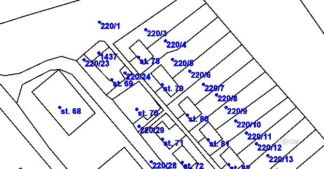 Parcela st. 79 v KÚ Okrouhlá u Chebu, Katastrální mapa