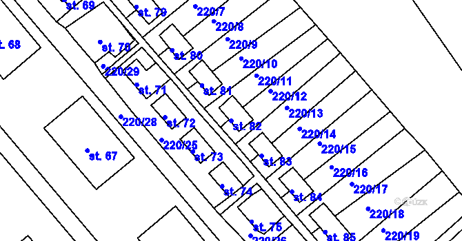 Parcela st. 82 v KÚ Okrouhlá u Chebu, Katastrální mapa