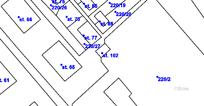 Parcela st. 102 v KÚ Okrouhlá u Chebu, Katastrální mapa