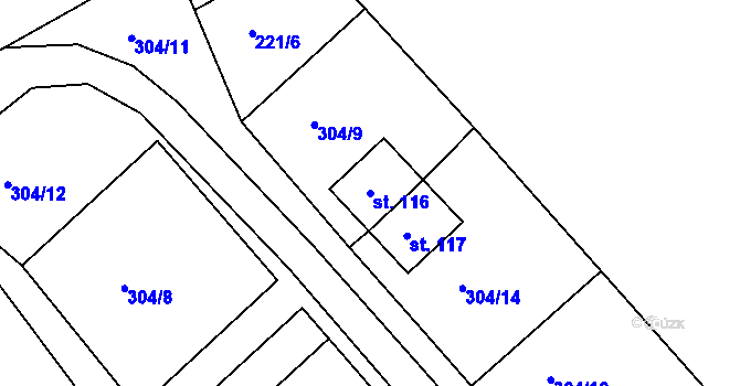 Parcela st. 116 v KÚ Okrouhlá u Chebu, Katastrální mapa