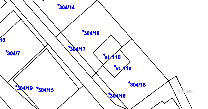 Parcela st. 118 v KÚ Okrouhlá u Chebu, Katastrální mapa