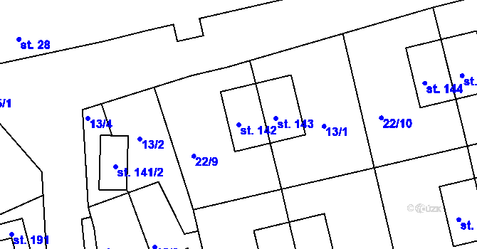 Parcela st. 142 v KÚ Okrouhlá u Chebu, Katastrální mapa