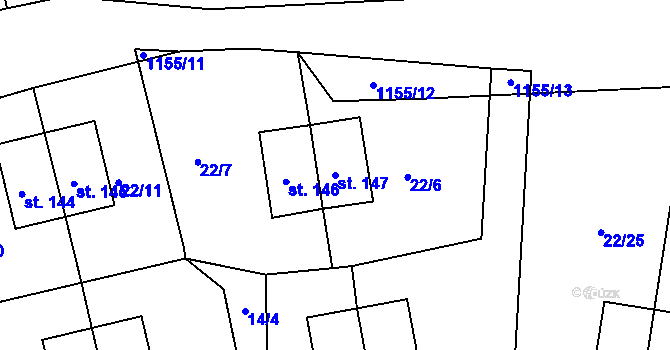 Parcela st. 147 v KÚ Okrouhlá u Chebu, Katastrální mapa