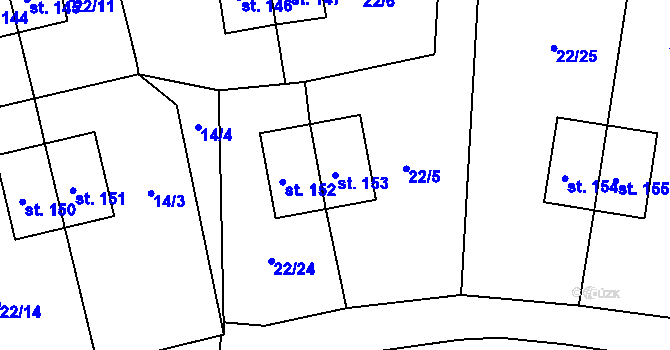 Parcela st. 153 v KÚ Okrouhlá u Chebu, Katastrální mapa