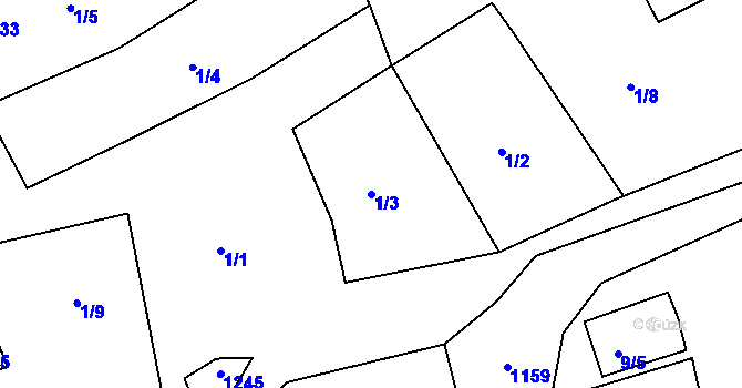 Parcela st. 1/3 v KÚ Okrouhlá u Chebu, Katastrální mapa