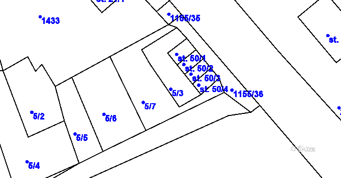 Parcela st. 5/3 v KÚ Okrouhlá u Chebu, Katastrální mapa