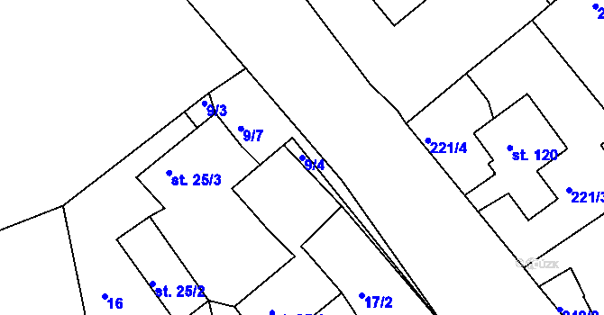 Parcela st. 9/4 v KÚ Okrouhlá u Chebu, Katastrální mapa