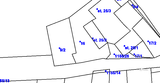 Parcela st. 16 v KÚ Okrouhlá u Chebu, Katastrální mapa