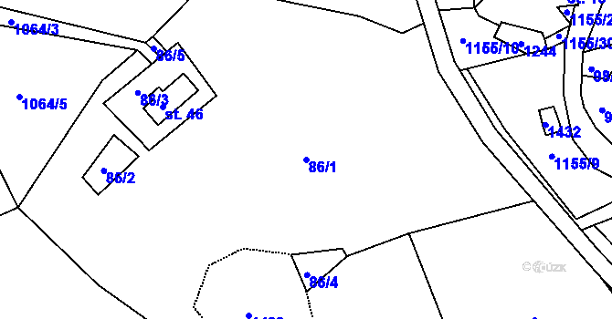 Parcela st. 86/1 v KÚ Okrouhlá u Chebu, Katastrální mapa