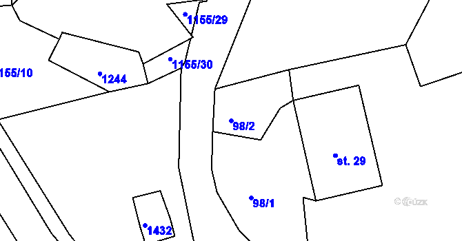 Parcela st. 98/2 v KÚ Okrouhlá u Chebu, Katastrální mapa