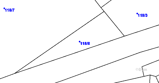 Parcela st. 118/8 v KÚ Okrouhlá u Chebu, Katastrální mapa