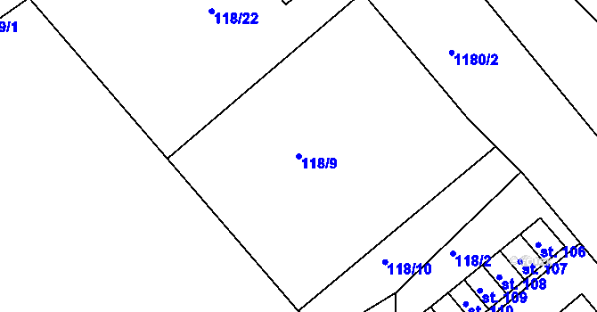 Parcela st. 118/9 v KÚ Okrouhlá u Chebu, Katastrální mapa