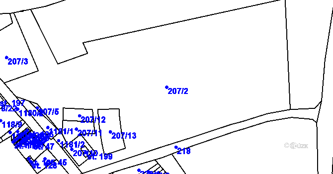 Parcela st. 207/2 v KÚ Okrouhlá u Chebu, Katastrální mapa