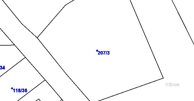 Parcela st. 207/3 v KÚ Okrouhlá u Chebu, Katastrální mapa