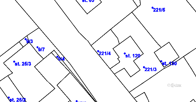 Parcela st. 221/4 v KÚ Okrouhlá u Chebu, Katastrální mapa