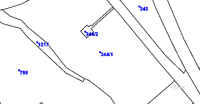 Parcela st. 344/1 v KÚ Okrouhlá u Chebu, Katastrální mapa