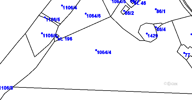 Parcela st. 1064/4 v KÚ Okrouhlá u Chebu, Katastrální mapa