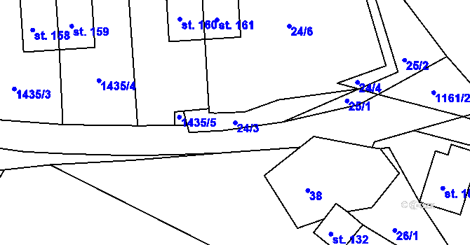 Parcela st. 24/3 v KÚ Okrouhlá u Chebu, Katastrální mapa