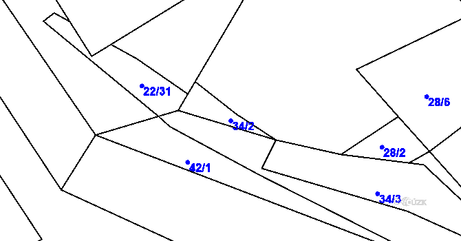 Parcela st. 34/2 v KÚ Okrouhlá u Chebu, Katastrální mapa