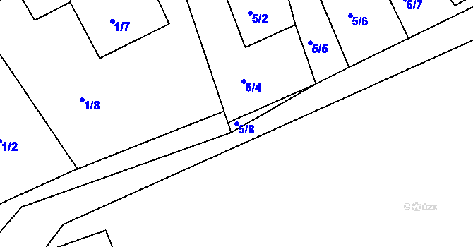 Parcela st. 5/8 v KÚ Okrouhlá u Chebu, Katastrální mapa