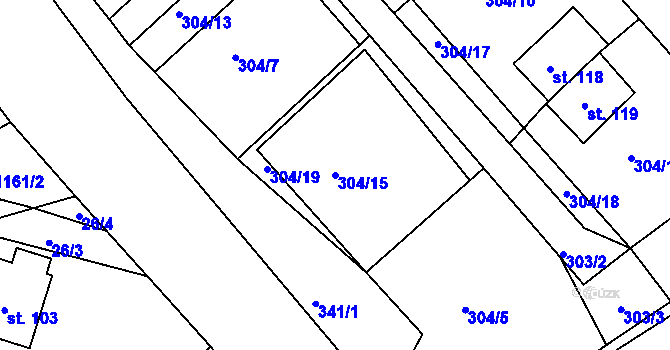 Parcela st. 304/15 v KÚ Okrouhlá u Chebu, Katastrální mapa