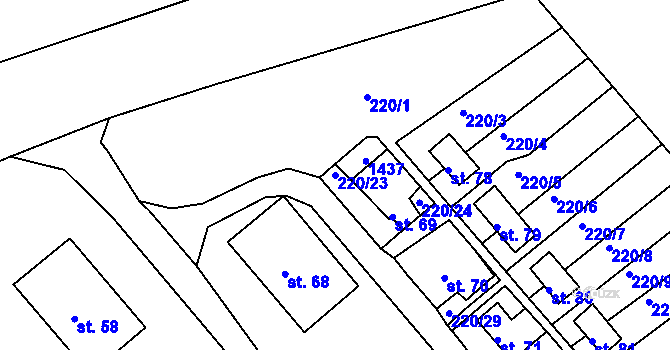 Parcela st. 220/23 v KÚ Okrouhlá u Chebu, Katastrální mapa