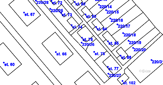 Parcela st. 220/26 v KÚ Okrouhlá u Chebu, Katastrální mapa